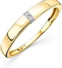 Eleganter Memoire Hochzeitsring – Weißgold/Gelbgold 9 Karat mit 0.02 Karat Diamant