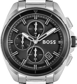 BOSS Chronograph Quarz Uhr für Herren mit Silbernes Edelstahlarmband - 1513949