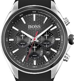 BOSS Chronograph Quarz Uhr für Herren mit Schwarzes Silikonarmband - 1513855