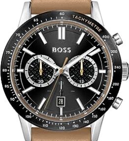 BOSS Chronograph Quarz Uhr für Herren mit Kamelhaarfarbenem Lederarmband - 1513964