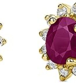 Zauberhafte Blüte: Damen Ohrringe mit Diamanten, Edelstein und Gold