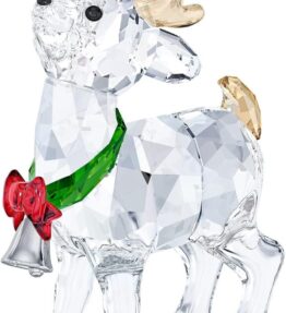 Elegantes Swarovski Santas Rentier mit funkelnden Kristallen