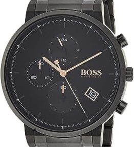 BOSS Chronograph Quarz Uhr für Herren mit Schwarzes Edelstahlarmband - 1513780