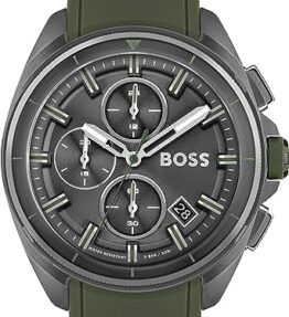 BOSS Chronograph Quarz Uhr für Herren mit Olivengrünem Silikonarmband - 1513952