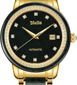 Diella Automatik Herren Uhren, Luxus Schwarz Jade und Gold Männer Mechanische Uhren (Model: AD6008G)