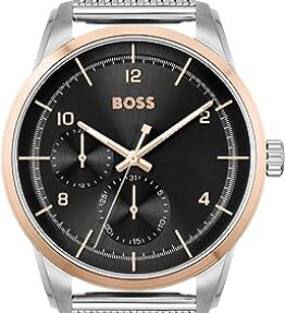 BOSS Multi Zifferblatt Quarz Uhr für Herren mit Silbernes Edelstahl-Mesh-Gliederarmband - 1513961