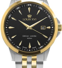 Elegante LOUIS XVI Herren-Armbanduhr Athos Slim – Bicolor Silber Gold Schwarz