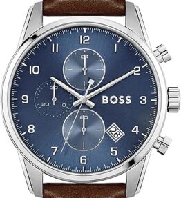 BOSS Chronograph Quarz Uhr für Herren mit Braunes Lederarmband - 1513940