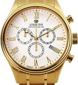 Elegante LOUIS XVI Herren-Armbanduhr Danton Gold Weiss