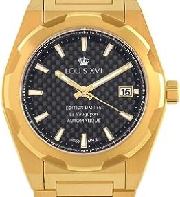 Elegante LOUIS XVI Herren-Armbanduhr La Vauguyon – Stilvoll in Stahl, Gold und Schwarz