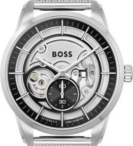 BOSS Automatik-Uhrwerk für Herren mit Silbernes Edelstahl-Mesh-Gliederarmband - 1513945