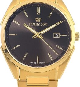 Elegante LOUIS XVI Herren-Armbanduhr "Le Voyage" - Stahlband in Gold & Schwarz