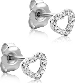 Zarte Damen Ohrringe mit Herz-Motiv in 18 Karat Weißgold