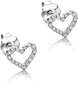 Zauberhafte Orovi Ohrringe für Damen: Herzlicher Glanz in 9 Karat Weißgold mit 0,09 ct Diamant Brilliant