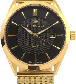 Elegante LOUIS XVI Herren-Armbanduhr Amaury in Gold und Schwarz