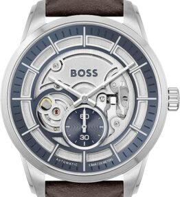 BOSS Automatik-Uhrwerk für Herren mit Braunes Lederarmband - 1513944