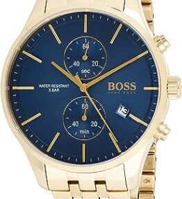 BOSS Chronograph Quarz Uhr für Herren mit Gelbgoldfarbenes Edelstahlarmband - 1513841