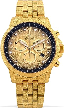 Elegante LOUIS XVI Herren-Armbanduhr Aramis mit Frosted Stahlband in Gold und Schwarz